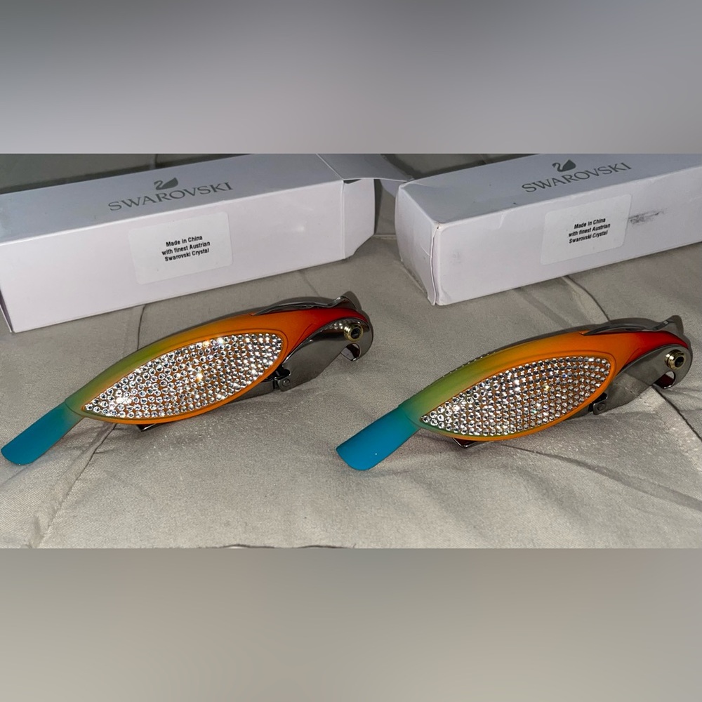 [NEW] Swarovski Crystal Rainbow Parrot Corkscrews (set of 2)